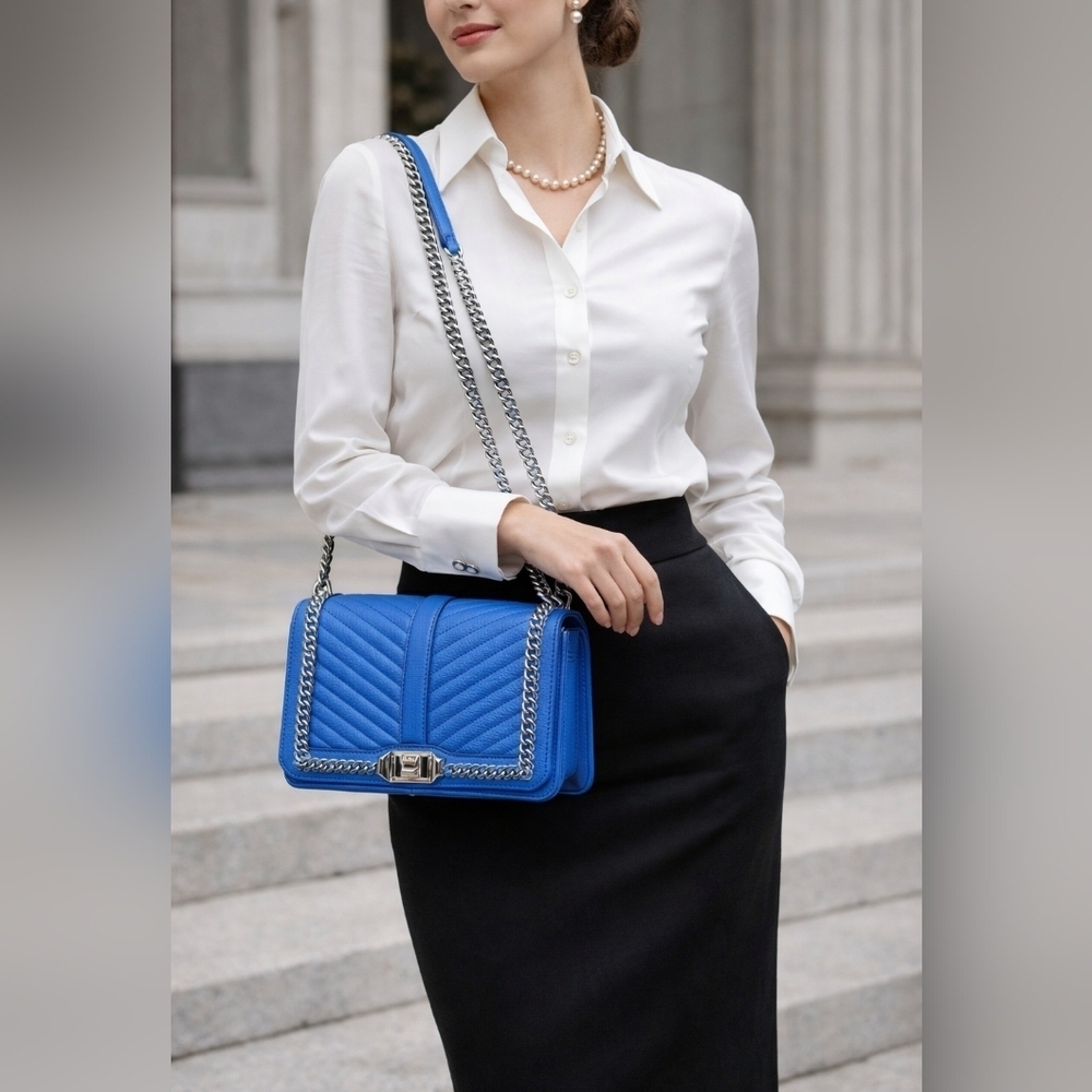 Rebecca Minkoff Love Chain Crossbody Bag Denim Blue